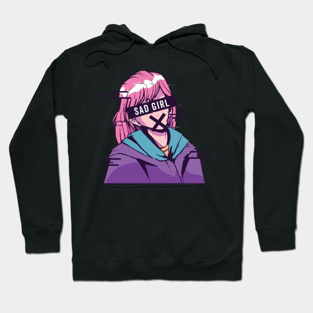 Sad Anime Girl Hoodie by OnepixArt